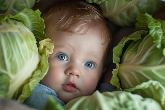 Nutritious Baby found cabbage Generate ai