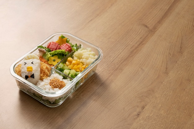 栄養価の高いかわいい子供向け食品ハイアングル