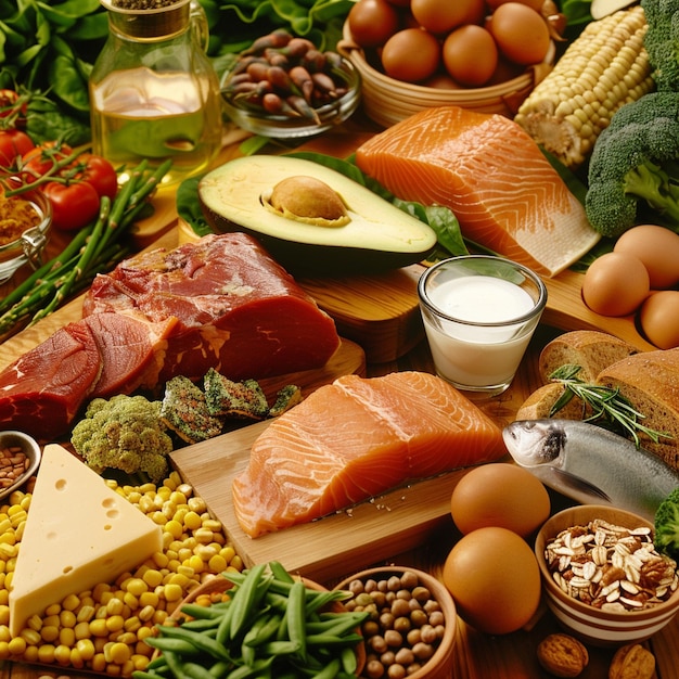 Foto opzioni di dieta nutriente e ricca di proteine