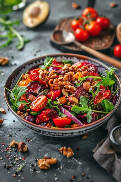 Nutritious Salad With Nuts and Vegetables