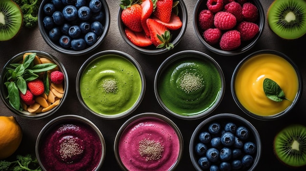 Nutritious smoothies with ingredients like fruits and vegetables AI generated