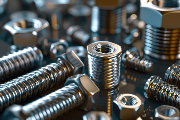 Nuts and bolts in repair shop