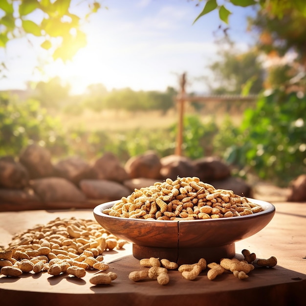 Nuts Cascading Ground Nuts Being Poured into a Bowl from a Low Height