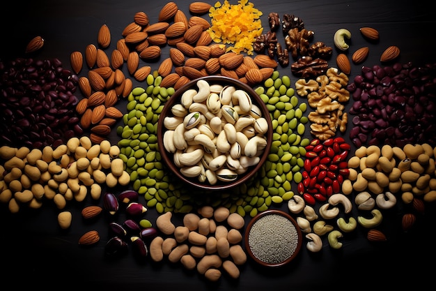 Nuts and Seeds dieting vegan food concept