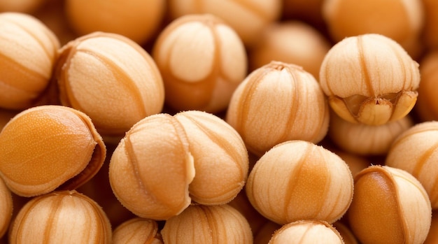 Nutty Delights Hazelnuts Background Closeup with Selective Focus