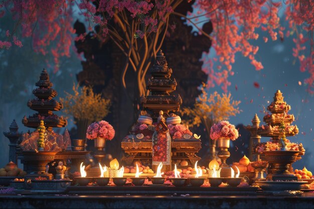 Nyepi-ceremonie-offer voor Indonesische hindoes