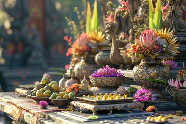 Photo nyepi ceremony offerings for indonesian hindus