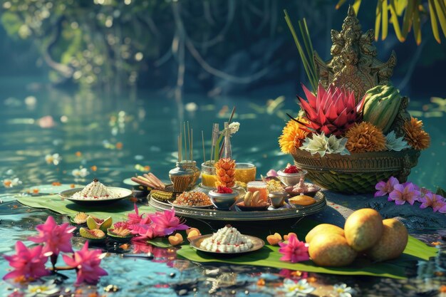 Photo nyepi ceremony offerings for indonesian hindus