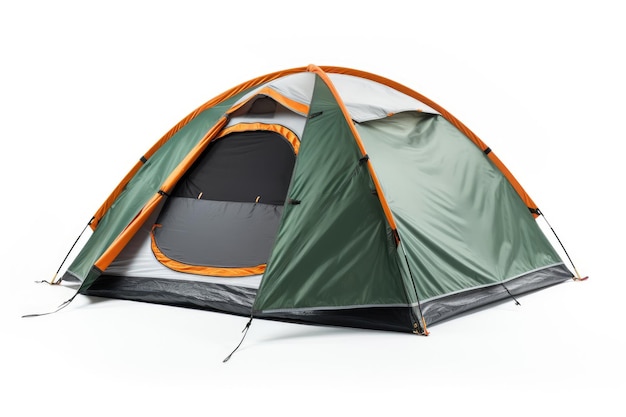 Nylon camping tent on white background