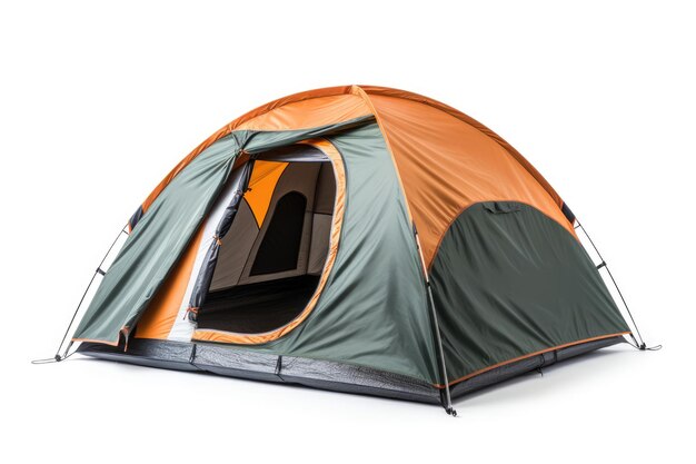 Nylon camping tent on white background