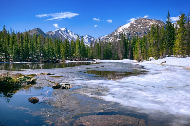 Photo nymph lake at the rocky mountain national park, colorado, usa