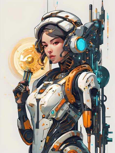 Nyssa Beautiful Young Cyberpunk Mechanical Girl