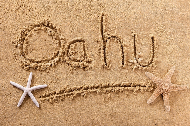 Oahu Hawaii handwritten beach sand message