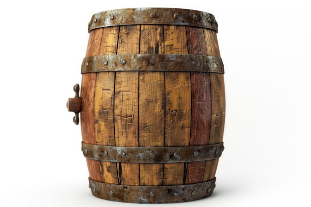 Oak barrel isolated on white background