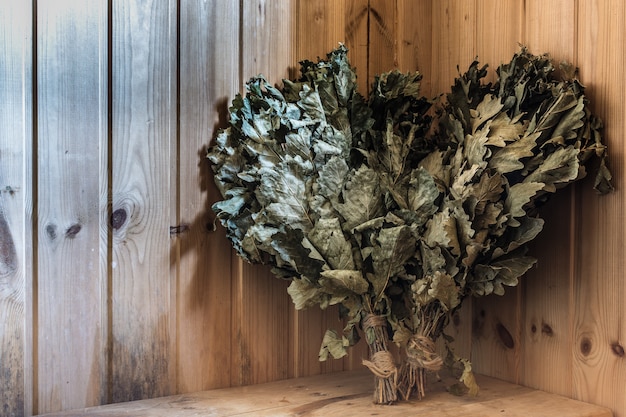 Oak broom in the sauna