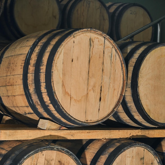 Photo oak wood barrels for tequila maturation