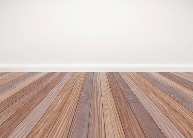 Oak wood floor with white wall