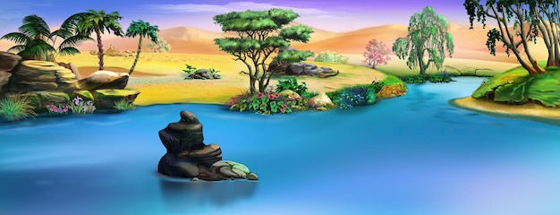 Oasis in the desert illustration