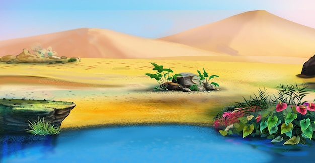 Oasis in the desert illustration