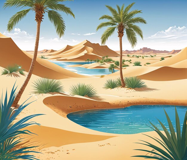 oasis in the desert vector