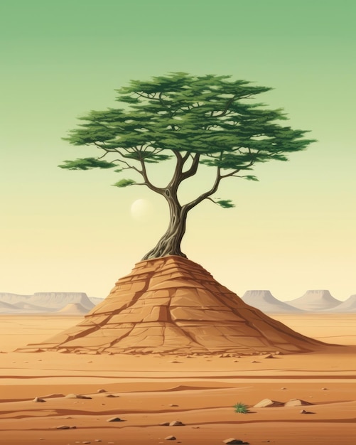 An oasis of green nature thrives in scorching Arabian desert Generative AI