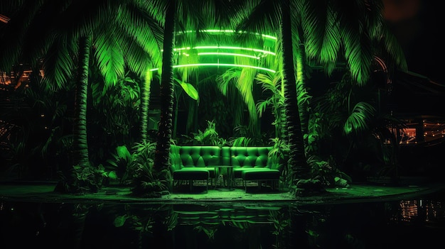 Photo oasis green neon lights