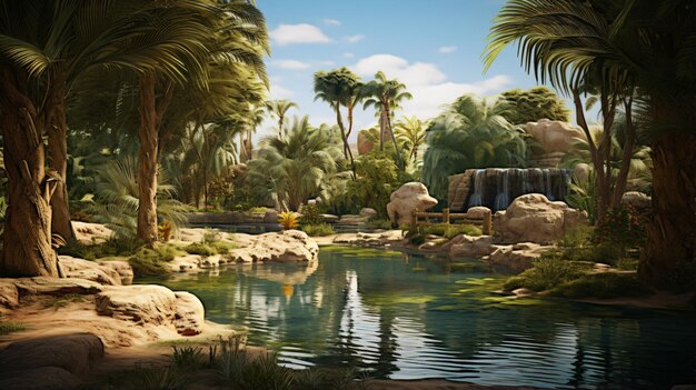 Oasis with a pond