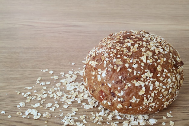 Oat bread on table.                               