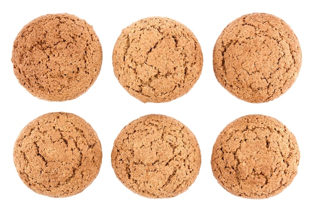 Oat cookies on white background