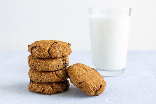 Oat cookies with a glass of milk