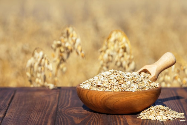 oat flakes and field