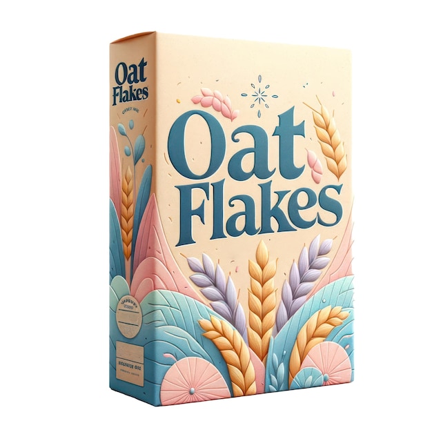 Oat flakes package box isolated on white transparent background