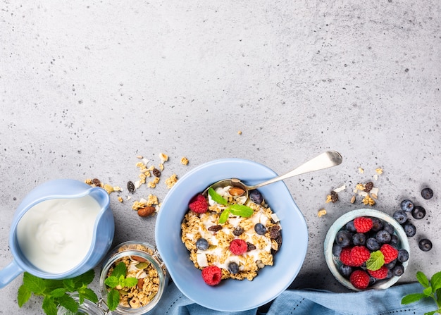 Oat granola with berries and yoghurt