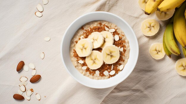 Oat porridge with almonds and peanut butter