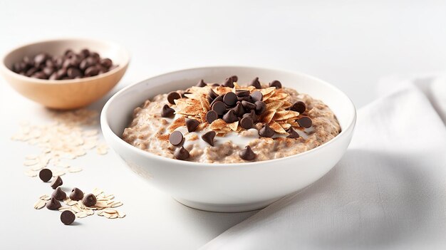 Photo oat porridge with dark chocolate drizzle