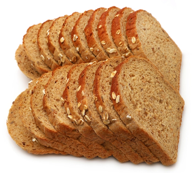 Oat rye bread over white background