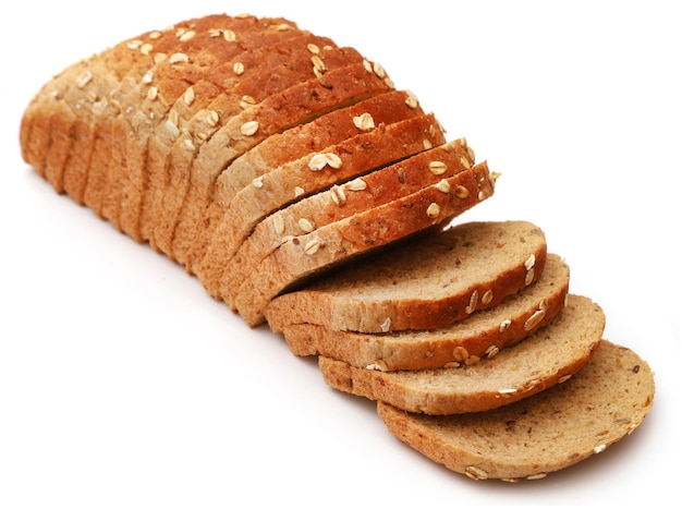 Oat rye bread over white background