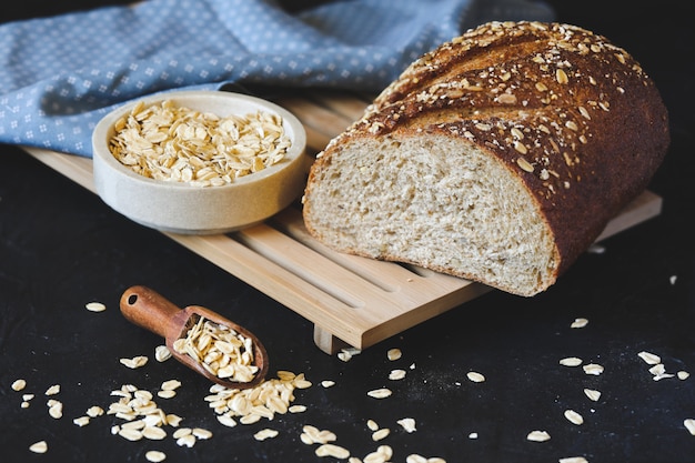 Oat topped whole grain bread