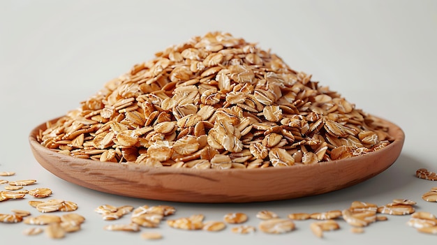 Oatmeal cereal in a bowl on a white background