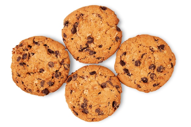 Oatmeal chocolate chip cookies on a white background