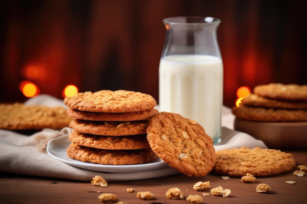 Oatmeal Cookies Cereal Oat Crackers with Chocolate Thin Cookies Crispy Anzac Biscuit Cookie