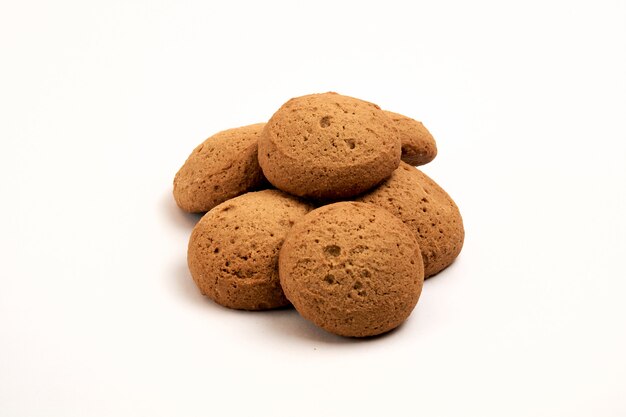 oatmeal cookies on white background
