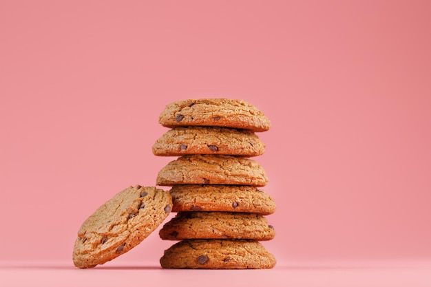 Oatmeal cookies with pieces of chocolate stand