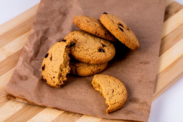 Oatmeal cookies with raisins on a wooden Board