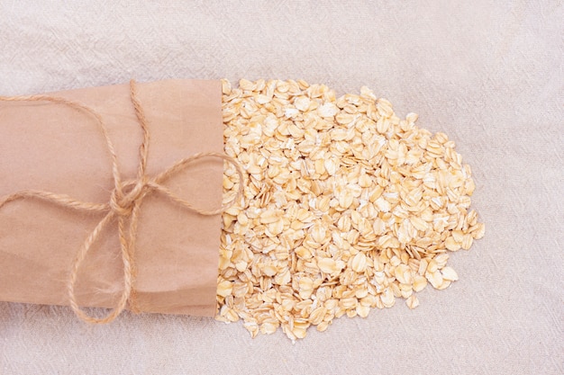 Oatmeal from an ecological paper bag