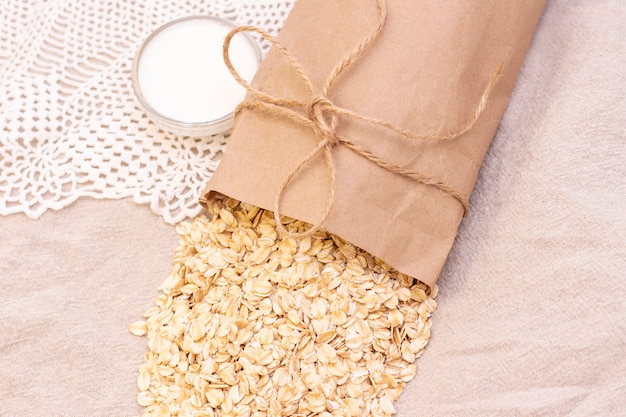 Oatmeal from an ecological paper bag