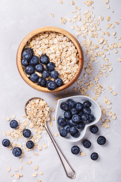 Oatmeal,Granola with berries .Summer healthy breakfast.