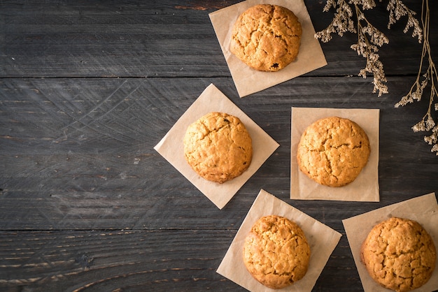 oatmeal raisin cookies on wood