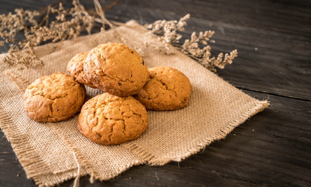 oatmeal raisin cookies on wood