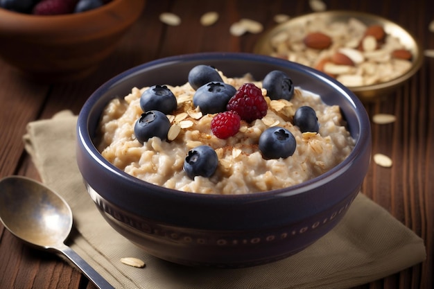 Oatmeal with berries Healthy breakfast AI Generated